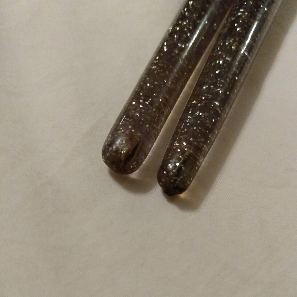 Vtg Mid-Century Acrylic Lucite Faux Candle Pair Set Glitter Flecked Silver MCM - Picture 11 of 11
